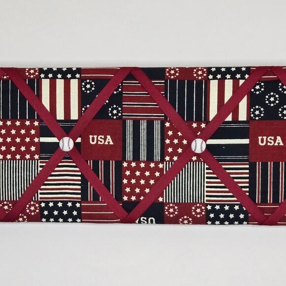 NWOT Mini French Memory Board Americana Red White Navy Blue Stars & Stripes - Picture 2 of 6